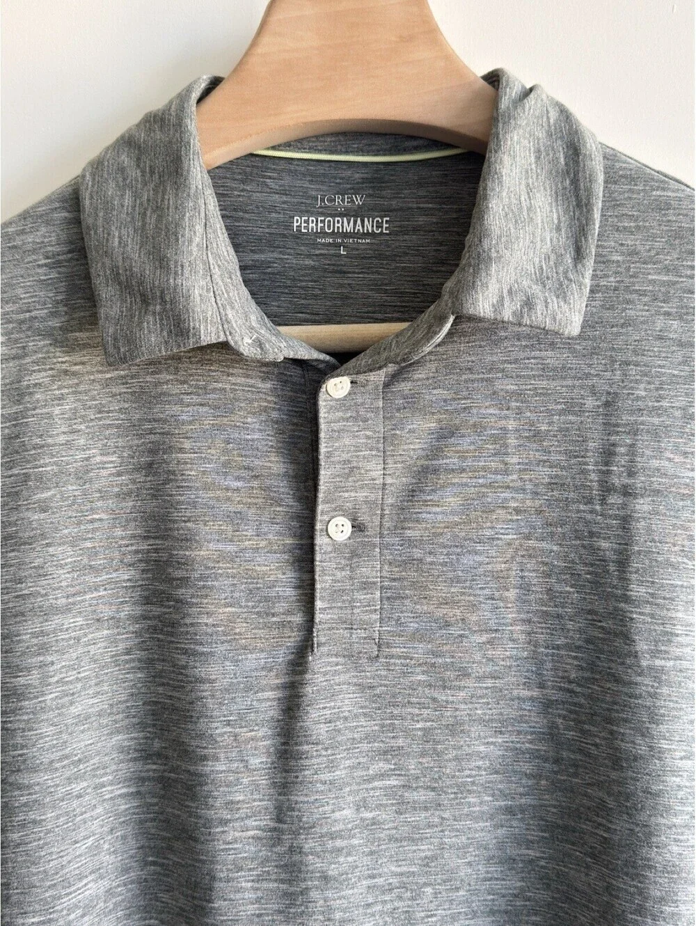 J.Crew Performance Polo Shirt Gray Heather Stretch Moisture Wicking Mens L
